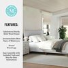 Martha Stewart Britta King Upholstered Platform Bed w/Rounded Headboard, Piped Detailing/Cushioned Siderails, Gray TW-3WDB01-K-GY-MS
